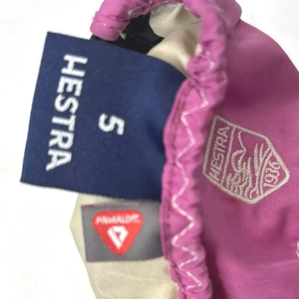 Hestra Primaloft Youth Zip Up Pink Ski Snow Mittens Size 5